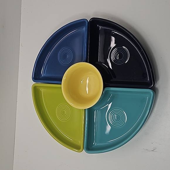 NWT Fiestaware 5 Piece Entertaining Set / Lazy Susan 12 1/2 in. Multi Color - Picture 2 of 6